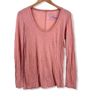 Blue Life‎ Scoop Neck Long Sleeve Nude Color S New